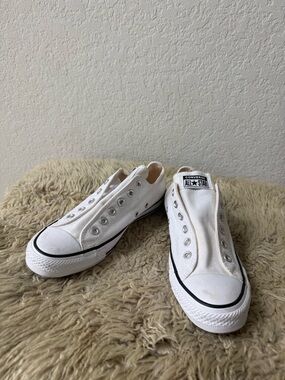 Converse White Slip-On Low Top Canvas Sneakers